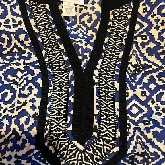 Charter club medium blue, white, black 3/4 sleeve tunic - Picture 5 of 6